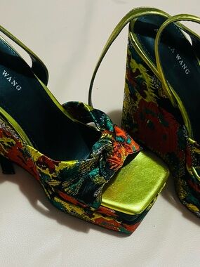 Azalea Wang Multicolor Floral Platform Slingback Heels